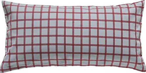 Erwin Müller Flanell Kissenbezug, Kissenhülle Karo rot Größe 40x80 cm - für kalte Nächte, flauschig weich, temperaturausgleichend, mit Reißverschluss