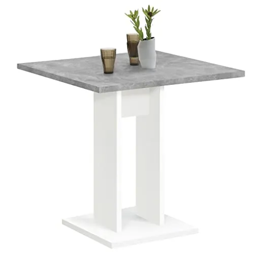 FMD Weißer Tisch 70 x 70 cm aus Spanplatte - Moderner Küchentisch in Weiß und Grau, ideal für kleine Räume. Robust und pflegeleicht, perfekt für gesellige Abende.