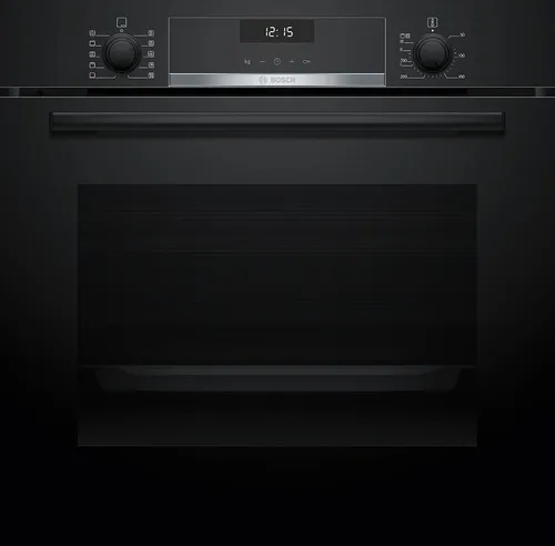 Einbaubackofen Bosch schwarz Teleskopauszug 3D-Heißluft Plus Hydrolyse HBG537EB3