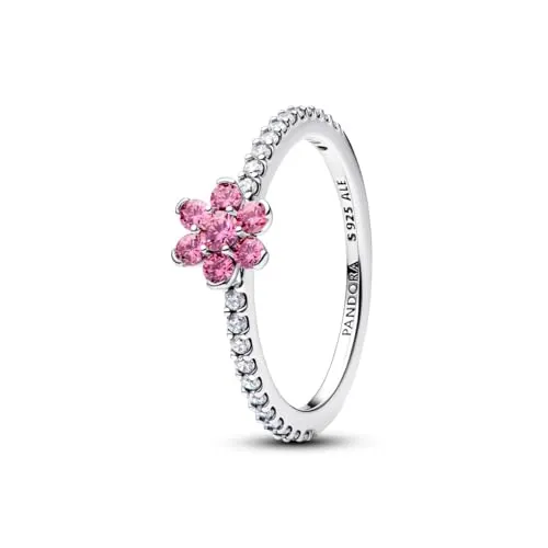 PANDORA Ring Rosa Blume funkelnd in 925 Sterling Silber - Eleganter Damenring aus 925 Sterling Silber mit funkelnden Cubic Zirkonia. Die erhöhte Blüte und die halbpavégefasste Ringschiene verleihen deinem Look eine stilvolle Note. Perfekt für besondere Anlässe!
