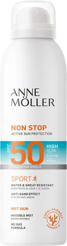 Anne Möller SUN CARE Non Stop New Body Mist SPF50 - 150 ml - Hautpflege mit innovativem, unsichtbarem Körperspray für einfachen Sonnenschutz. Wasser- und schweißresistent, ideal für sportliche Aktivitäten im Freien. Korallenfreundliche Formel.