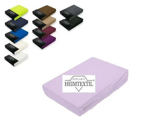 Exklusiv Heimtextil Frottee Spannbettlaken 90-100 x 200 cm - Flieder - Spannbetttücher aus 80% Baumwolle, 20% Polyester, Öko-Tex zertifiziert, mit Rundumgummizug für perfekten Sitz und faltenfreie Oberfläche, ideal für Matratzenhöhen bis 25 cm.