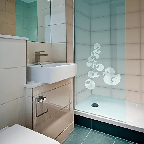 atFoliX Glasdekorfolie Bubble Ente 3 teilig Milchglas matt FX-Sticker Sichtschutz Aufkleber