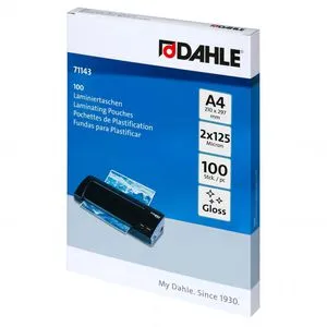 Dahle Laminierfolien 71143, DIN A4, 125 mic, glänzend, 100 Stück