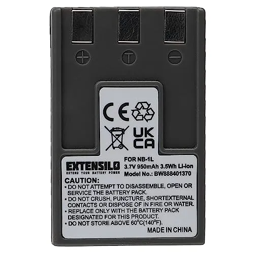 EXTENSILO Akku kompatibel mit Canon PowerShot S200, S230, S100, S410, S500, S300, S400, S110 Kamera (950 mAh, 3,7 V, Li-Ion)