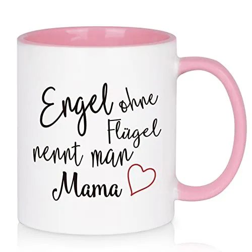 Livole Muttertagsgeschenke für Mama, Frauen - Engel ohne Flügel nennt man Mama - Mutter Tochter Geschenk Muttertag, 11oz 325ml Keramik Kaffeetasse