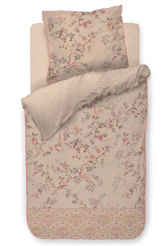 Pip Studio Bettbezug Amor de Dios Sand 155x220 - Bettwäsche-Set aus 100% Baumwolle mit floralen Designs, hautsympathisch und pflegeleicht. Ideal für das ganze Jahr, maschinenwaschbar und Trockner geeignet.