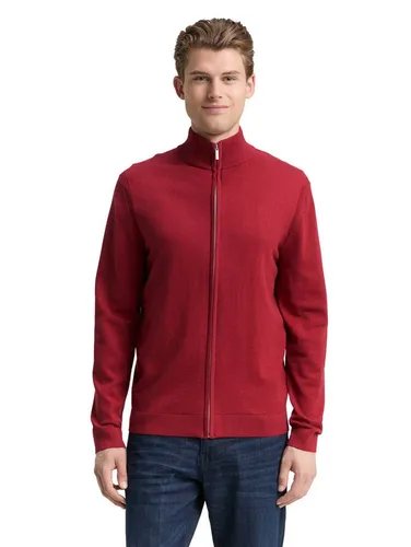 Tom Tailor Herren Strickjacke 1047571 - Coach Red Melange, XXL EU - Klassische Strickjacke aus pflegeleichter Baumwolle, ideal für den Alltag. Mit Stehkragen und kleiner Logo-Stickerei, bietet sie Komfort und Stil für jeden Anlass.