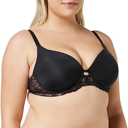 Triumph Amourette Charm WHP01, Damen BH, Schwarz, 90D - Klassischer BH mit formgebenden Bügeln, dünn wattierten Cups aus glatter Microfaser und feiner Spitze für optimalen Tragekomfort und Eleganz.