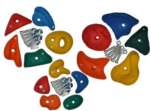 LoggyLand 15er Klettersteine-Set für Kletterwand - Klettergriffe für Spielturm oder Boulderwand, mehrfarbig und ideal zur Förderung der motorischen Fähigkeiten von Kindern.