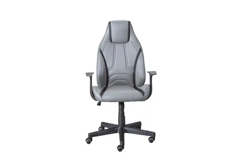 Inter Link Gaming Chair Lysander Grau Schwarz - Bürostuhl für Kinder und Jugendliche mit ergonomischer Lordosenstütze und Nackenstütze. Pflegeleichtes Racing-Design in Grau und Schwarz, ideal für lange Gaming-Sessions.