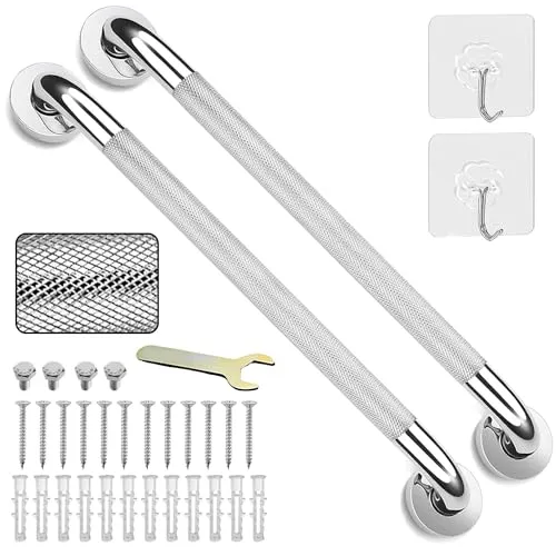 Stück 50,8 cm Haltegriff, 304 Edelstahl, rutschfest, Badezimmer-Chrom-Haltegriff, rutschfester Behinderten-Hilfsgriff, Sicherheitsgriff für Küche, Schlafzimmer, Badewanne, Dusche, Stufen, 2