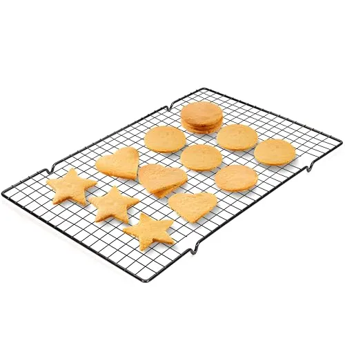 Retoo Auskühlgitter Antihaft für Kuchen Grillen Kuchen Kühlregal Kuchengitter Abkühlgitter Kekse Plätzchen Auskühlen Backzubehör Kühlgestell Kuchengla-surgitter Kühlgitter 40 x 25 cm Silber