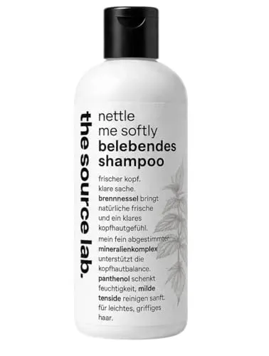 the source lab. Nettle Me Softly belebendes Shampoo für sensible Kopfhaut und leichtes Haar, mildes Kombinationsshampoo, 250 ml