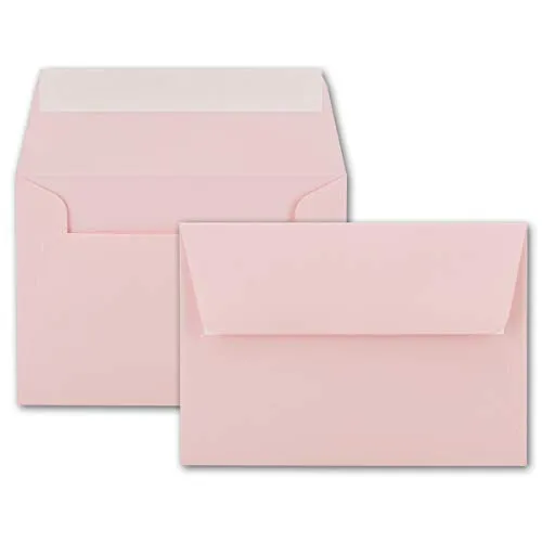 75x Brief-Umschläge B6 - Rosa - 12,5 x 17,5 cm - Haftklebung 120 g/m² - breite edle Verschluss-Lasche - hochwertige Einladungs-Umschläge