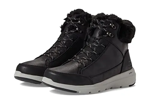 Skechers Glacial Ultra - Cozyly - Damen-Wanderschuhe in Schwarz - Wanderschuhe für kaltes Wetter mit wasserabweisendem Obermaterial und kuscheligem Kunstfellfutter. Ideal für Komfort und Wärme bei winterlichen Aktivitäten.