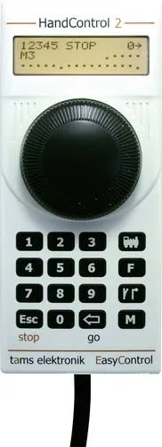 TAMS Elektronik HandControl 2 - amber Fertigbaustein 1.80m - Modelleisenbahn-Controller für RedBox und MasterControl mit integriertem Pendelbetrieb, ideal für präzise Steuerung von bis zu 10 Loks und deren Funktionen.