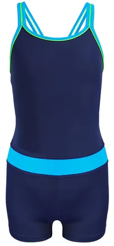 Aquarti Mädchen Badeanzug Racerback blau 158 - Sportlicher Badeanzug in Dunkelblau/Türkis, ideal für Schwimmtraining und Freizeit. Hergestellt aus 80% Polyamid und 20% Elasthan für eine bequeme Passform.