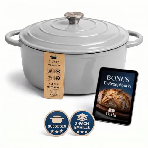 Ottia Gusseisen Topf 26cm – Emaille Dutch Oven mit eBook