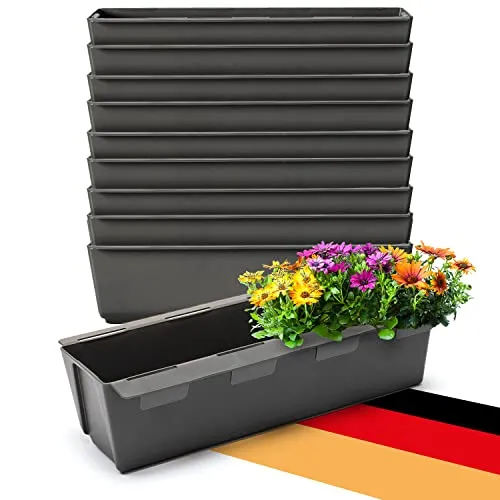 BigDean 10er Set Paletten Blumenkästen - Anthrazit - Blumenkästen für Europaletten, ideal für Hochbeete oder Balkon. Flexibles Hängesystem ermöglicht vielseitige Nutzung und sorgt für eine ansprechende Optik.