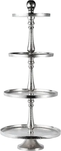 Etagere XXL 4-Stöckig aus Aluminium - Tortenständer in Silber, handgefertigt und ideal für elegante Anlässe. Die luxuriöse Etagere bietet viel Platz für Leckereien und ist ein Blickfang auf jedem Tisch.