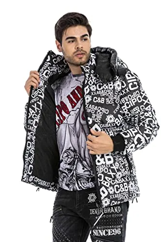 CIPO & BAXX Winterjacke für Herren, Größe 2XL, Schwarz - Funktionsjacke aus 100% Polyester mit stylischem Schriftzug, ideal für den Alltag und bietet zuverlässigen Schutz vor Wind und Wetter.