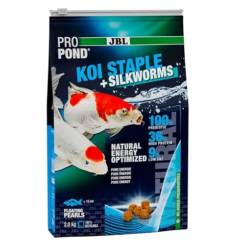 JBL PROPOND KOI Staple+Silkworms 2,0kg (6 L) | Ganzjahresfutter Perlen für Koi | Hochwertige Fettsäuren & Insektenproteine | Artgerechte Ernährung | Schwimmend | ab 10 °C
