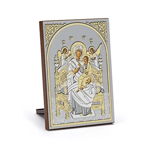 NKlaus Ikone Gottesmutter All Königen Holz 6x8,5cm christlich Kunstdruck mit Goldprägung 11080