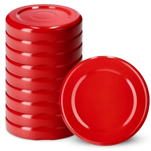 KADAX Schraubdeckel fi43 mm, Twist-Off-Deckel Set aus Metall, passend für 40ml Gläser, Ersatzdeckel mit 4 Einrastzähnen, Deckel für Sturzgläser, Flaschen und Einmachgläser (10 Stück, Rot)