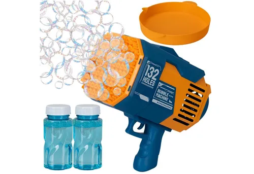 COIL Seifenblasenpistole Seifenblasenmaschine, Automatischer Bubble Machine, 1000+ Blasen/Minute, LED, USB-Kabel, 132 Löcher, 2x100 ml