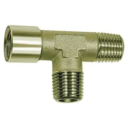 Riegler T-Stück, außen/außen/innen, G/R 1/2, SW 21, Messing vernickelt