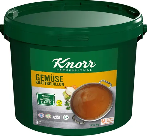Knorr Gemüse Kraftbouillon 12500g - Vielseitige Gemüse Kraftbouillon für Suppen und Saucen. Einfach in kochendes Wasser einrühren für einen intensiven Geschmack. Ideal zum Würzen und Verfeinern.