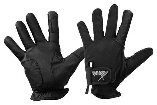 Professionelle Schlagzeughandschuhe mit langen Fingern aus Ziegenleder Schwarz