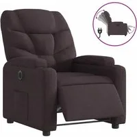 vidaXL Elektrischer Relaxsessel Dunkelbraun - Fernseh- & Relaxsessel mit Elektromotor für individuelle Liegepositionen bis 135 Grad. Bequem gepolstert, mit praktischen Getränkehaltern und Seitentasche für optimalen Komfort.