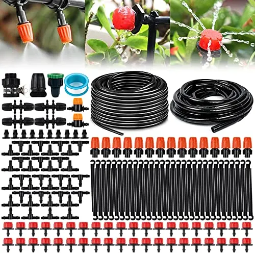 Garten BewässerungsSystem, 193Pcs Bewässerung Kit, 40M+10M Bewässerungsrohre,Automatik Tröpfchenbewässerung Gartenbewässerung Misting Kühlsystem für Landschaft,Flower Bed und Terrasse Pflanzen