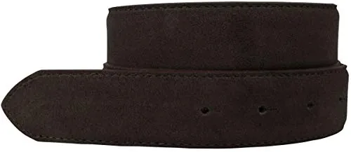 BELTINGER Wechselgürtel aus Veloursleder ohne Schnalle 3,5 cm | Druckknopf-Gürtel für Damen Herren 35mm | Wildleder-Gürtel | Dunkelbraun 105cm