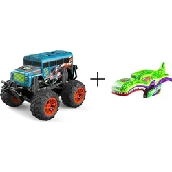 Northpoint Ferngesteuerte Autos Monstertruck Dino Grün Spielzeug LED Licht echter Rauch Fernbedienung aufladbarem Akku wechselbare Cover