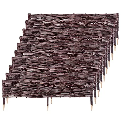 KADAX 10er Set Beetbegrenzung aus Weide 100 x 30 cm - Dekorative Zäune – Natürliche Weidenpalisade zur stilvollen Abgrenzung von Beeten und Wegen, umweltfreundlich und nachhaltig.