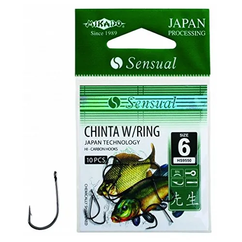 Mikado Sensual CHINTA 10 scharfe Angelhaken Allround Haken mit Öse Gr. 8-14 (14)