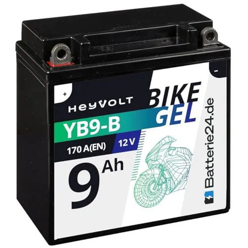 HeyVolt GEL Motorradbatterie 12V 9Ah - Robuste & Wartungsfreie Lösung - Motorradbatterien: Ideal für alle Motorradtypen, wartungsfrei, mit über 30% mehr Startleistung und auslaufsicher – perfekt für jede Tour!