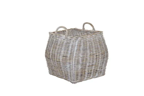 moebel-direkt-online Aufbewahrungskorb Ibek - Handgeflochten aus Rattan, Viel Stauraum - Dekokörbe: Moderner, handgeflochtener Rattankorb mit zwei Tragegriffen und viel Stauraum, ideal für jeden Wohnbereich. Naturfarben grau, lackiert und weiß gewischt.
