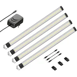 ledscom.de LED Unterbau-Leuchte SIRIS, Eckmontage, flach, je 50cm, je 531lm, warm-weiß, 4er Set