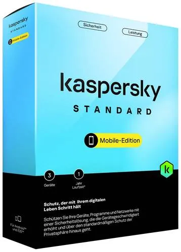 Kaspersky Standard Mobile Edition Jahreslizenz, 3 Lizenzen Android Antivirus
