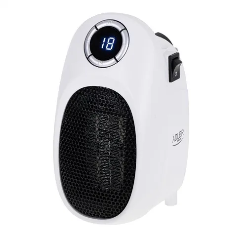 Adler Heizlüfter AD 7749 Steckdosenheizung Steckdosenheizlüfter, kleine Mini Elektro Heizung Display Timer weiß Camping