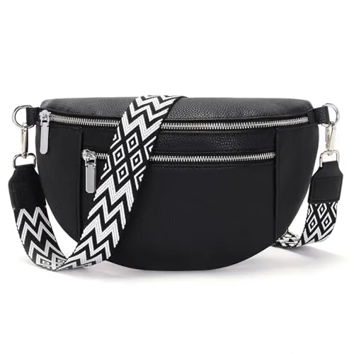 Zyig bauchtasche damen kleine umhängetasche Schwarz kleine handtasche damen Veganes Leder crossbody bag damen Verstellbarer Schultergurt