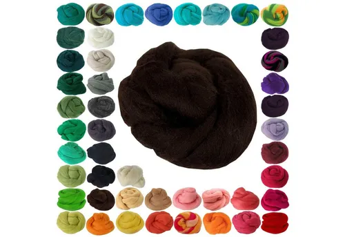 maDDma 25g Filzwolle / Märchenwolle, Nass- u. Trockenfilzen, Farbwahl Bastelgarn, braun