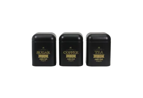 Neuetischkultur Vorratsdose Vorratsdosen 3er-Set eckig schwarz, Eisen, (Set, 3-tlg., 3 Vorratsdosen), Metall Kaffeedose Teedose Zuckerdose