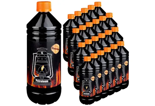 Flameup Petroleum 24 Liter - Klares Petroleum für Heizungen und Lampen - Hochwertiges Petroleum für Heizungen, Öfen und Lampen. Mit kindersicherem Verschluss, ideal für sichere Anwendungen und vielseitig einsetzbar.