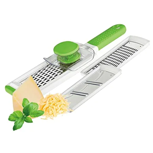 Tavialo 4‑in‑1 Spiralschneider Set – Edelstahl Spiralschneider, Zitruspresse & Schäler + Küchenreibe (3 Klingen) | Multifunktionaler Gemüseschneider für Zoodles & Käse