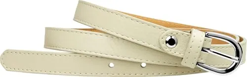 Caspar GU273 schmaler Damen Leder Gürtel Taillengürtel, Gürtelgröße:90, Farbe:creme